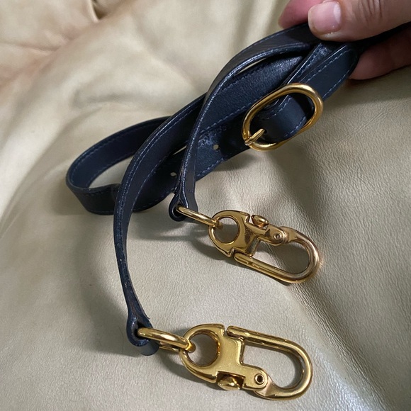 Vintage GUCCI Replacement Bag Strap Navy Authentic Sherry Leather - Picture 1 of 7